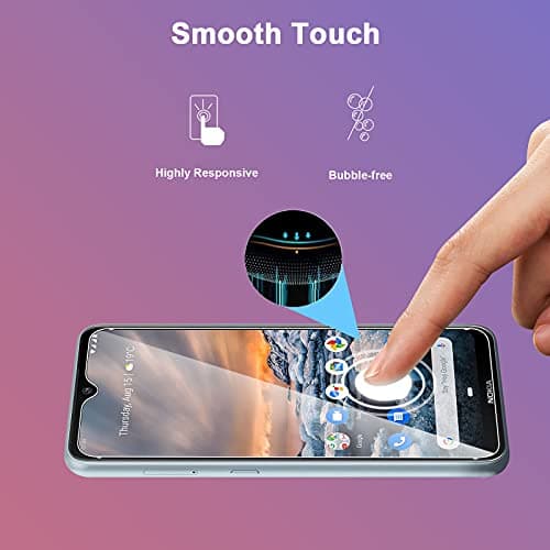 QULOO Compatible with Nokia 7.2 / Nokia 6.2, [3 Pack] Tempered Glass Screen Protector Bubble-Free 9H Hardness HD Clear Screen Protector Film for Nokia 7.2 / Nokia 6.2