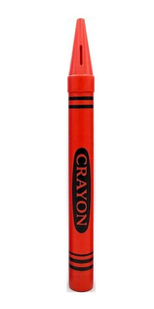 Universal Affect - Large Crayon Coin Savings Bank - Dimensions are approximately 22.5" Tall x 2.25" wide & deep - Color: Red