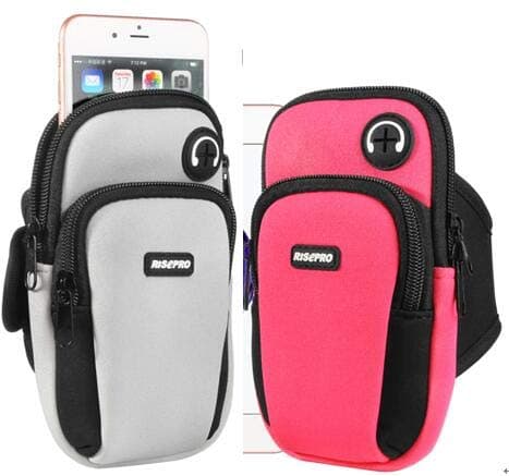 Pack of Two Pieces iPhone 7PLUS Armband, RISEPRO Neoprene Case Dry Bag Pouch for Jogging Outdoor Sports Climbing Running, for iPhone 7, 7S, 6, 6S 6plus, 5, 5s Samsung Galaxy Note 5 S5 (Red & Grey)