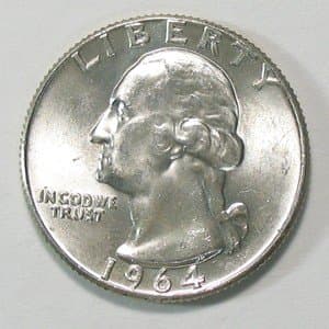 Genuine 1964-D Silver Washington Quarter