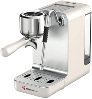 Mebashi Japan Espresso Manual Coffee Machine | Top Screen Coffee Machine | Latte Macchiato With Milk Frother | (ME-ECM2114) (Cream White)|1350W