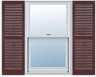 Exterior Solutions Standard Louver Exterior Vinyl Shutter, Burgundy (Pair), 15 Inch x 47 Inch