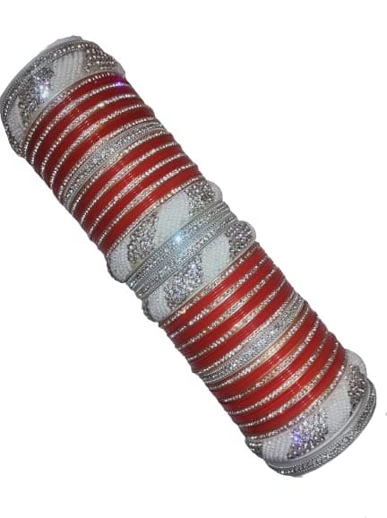 Purnima Traders-Bangles Silver nihar chudas Set/Punjabi Choora/Punjabi Chuda/Bridal Chuda Bangles/Chuda set for Women's