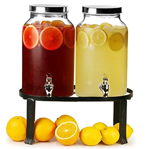 bar@drinkstuff Dual Mason Jar Drinks Dispenser with Stand 10ltr, Single