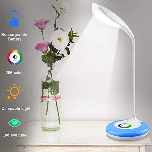 LED Desk Lamp,Desk Light Color Light Led Desk Reading Lights Led Table Lamps for Home Office With Wireless Touch Control Flexible Gooseneck 256 Color Changing Base and 3 Brightness Levels