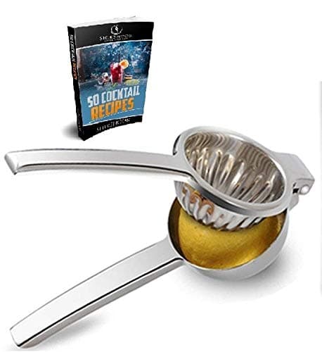 Lemon Press - Hand Juicer Stainless Steel Lemon Lime Squeezer In and E- Book: 50 Bartender Recipes