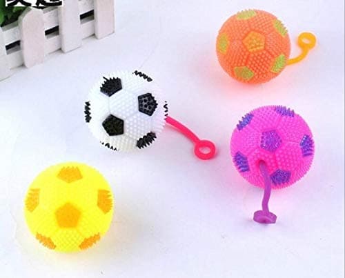 SPARIK ENJOY 6pcs 2.5 inch Colors Elastic Light up Football Spike Ball with LED Flash Light up for Fun/Games (6 Football)