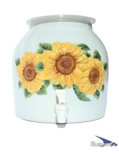 Bluewave Embossed Sunflower Design Water Dispenser Crock