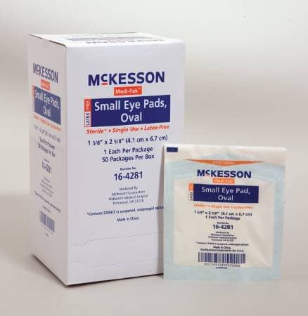 McKesson Eye Pad Cotton White Oval Sterile 1-5/8 x 2-5/8" 16-4281, 50 Ct