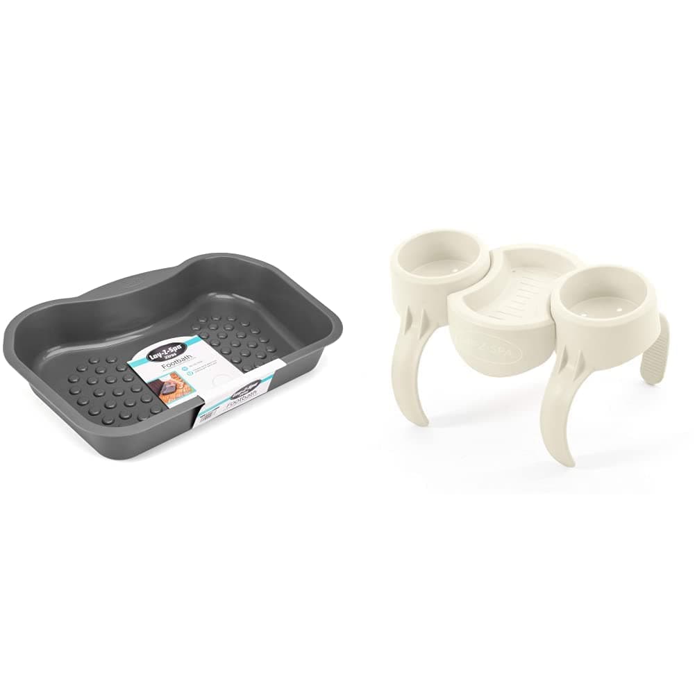 Lay-Z-Spa Foot Bath Tray Accessory for Hot Tubs and Spa Pools, Non Slip, Heavy Duty Design,BWA0011 & Hot Tub Drinks Holder and Snack Tray, Inflatable Spa Accessory