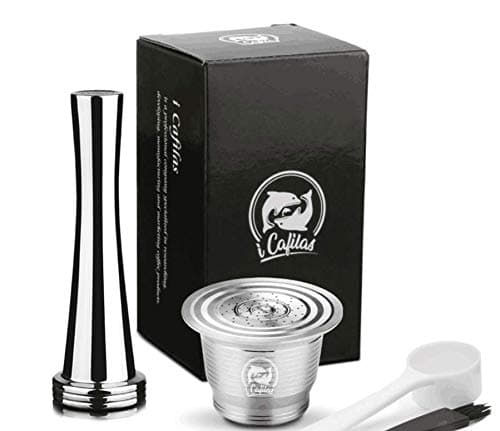 Reusable Refillable Coffee Capsule, Bresuve Stainless Steel Refillable Coffee Capsule for Nesspresso Machine with 1 Spoon and 1 Brush and 1 Tamper
