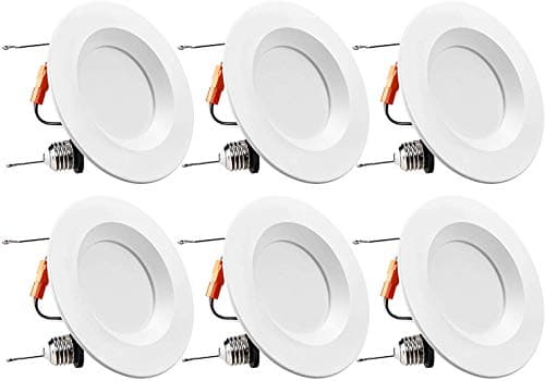 TORCHSTAR 5/6 Inch Dimmable LED Recessed Retrofit Downlight with Smooth Trim, Retrofit Recessed Lighting, 15W (120W Equiv.), CRI 90, UL Listed, 1100lm, 5000K Daylight, Pack of 6