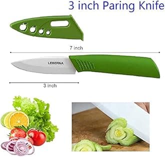 Ceramic Knife Set Ceramic Knives Set for Kitchen Knives Colored w Sheath 6" Bread Knife 6" Chef Knife 5" Utility Knife 4" Fruit Knife 3" Paring Knife 1 Peeler Colorful Rust Free Proof