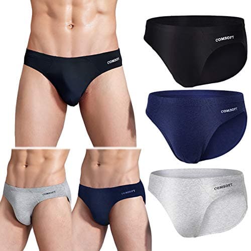 COMSOFT Men's Underwear Briefs Cotton Classics Tag-Free for Men (Color 3, Medium)