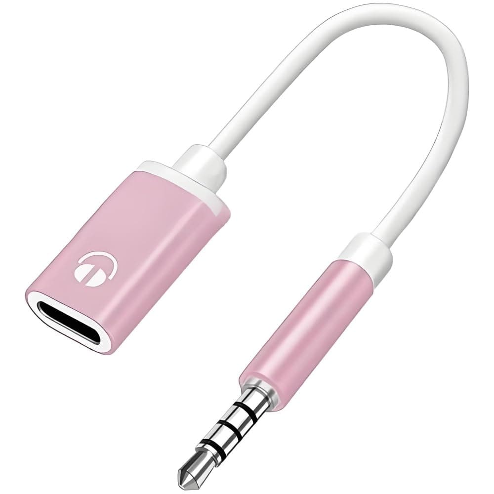 Pink Headphone Jack Adapter 3.5mm Male to Type C Female Audio Cable Cord USB C to Aux Audio Dongle Cable Cord for MP3 Player, CD Player, Laptop, Tablet, Smartphone