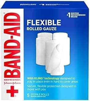 Band-Aid Brand of First Aid Products Flexible Rolled Gauze Dressing for Minor Wound Care, Soft Padding and Instant Absorption, 3 Inches by 2.1 Yards, Value Pack 5 ct (Pack of 12)