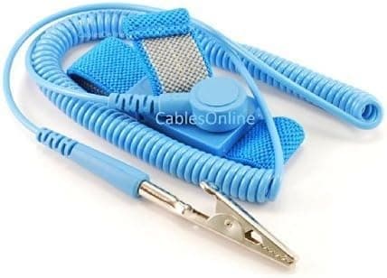 CablesOnline Anti-Static Grounding Strap Wrist Band w/ 6ft Coil Cord, Blue (TL-AS1B)