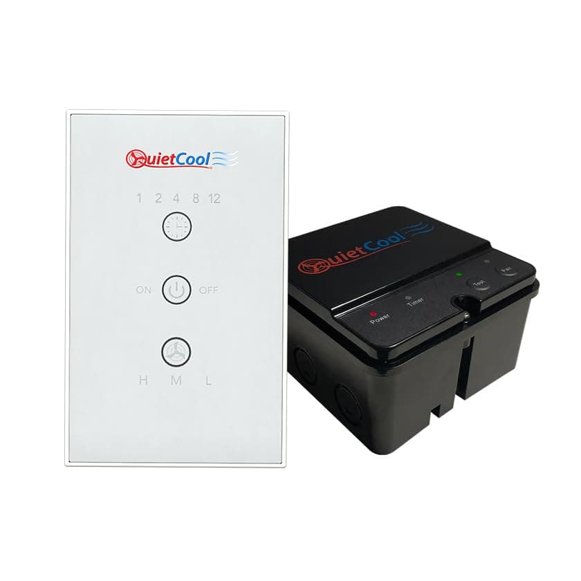 Whole House Fan Wireless Control Kit with Glass Switch - No Hard Wiring Required for Wall Switch - 3 Speed Capable - 1/2/4/8/12 Hour Countdown Timer - up to 100ft Range (IT-36003)