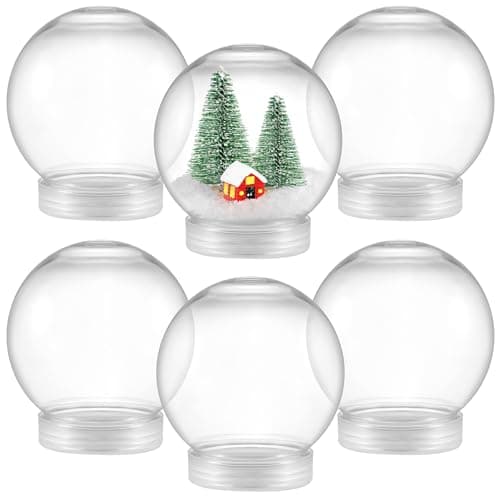 6 Pieces DIY Snow Globe Water Globe 3.6 Inch Clear PET Plastic with Screw Off Cap for DIY Crafts Christmas Decoration