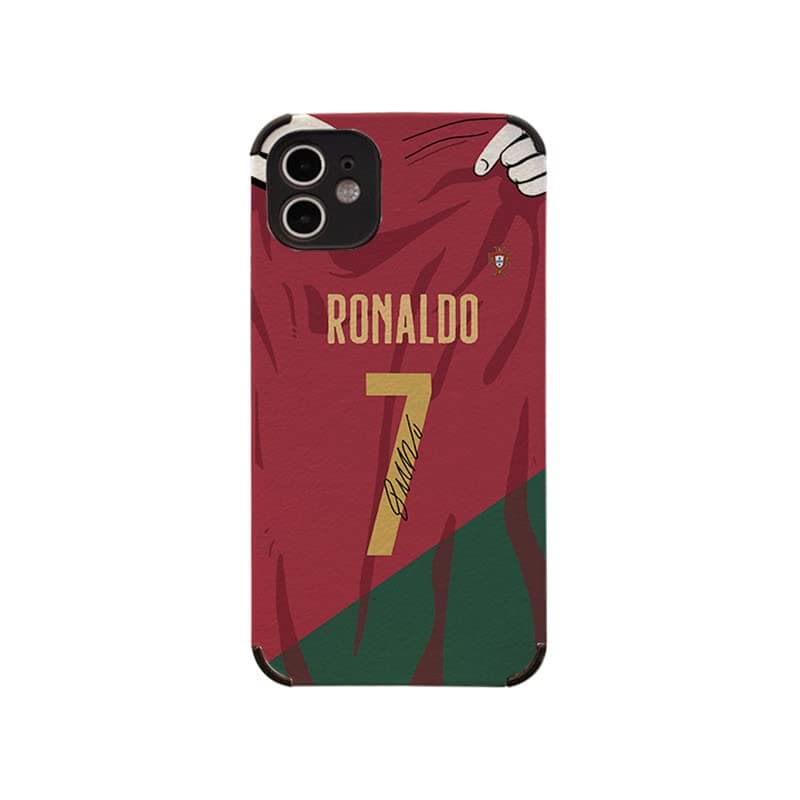 Cool Ronaldo Soccer Phone Case for iPhone 14 Plus Case, Creative Jersey Shock Absorption, Soft Skin Frame Support Black Phone Case for Teen Girls and Boys, Women and Men(r,14plus)