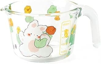 Glass Measuring Cup with Scale Milk Cup High Temperature Resistant Household Kitchen Baking Beaten Egg Cup Measuring Water Cup(D)
