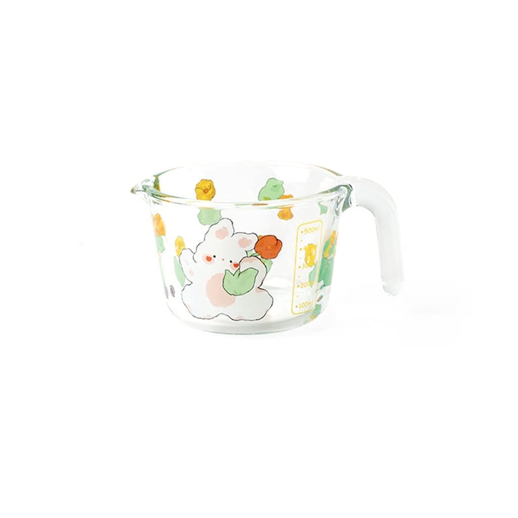 Glass Measuring Cup with Scale Milk Cup High Temperature Resistant Household Kitchen Baking Beaten Egg Cup Measuring Water Cup(D)