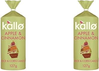 Kallo Apple & Cinnamon Wholegrain Rice & Corn Cakes, 127 g (Pack of 2)
