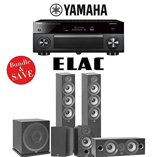 Elac F6.2 Debut 2.0 5.1-Ch Home Theater Speaker System with Yamaha AVENTAGE RX-A2080 9.2-Channel 4K Network AV Receiver
