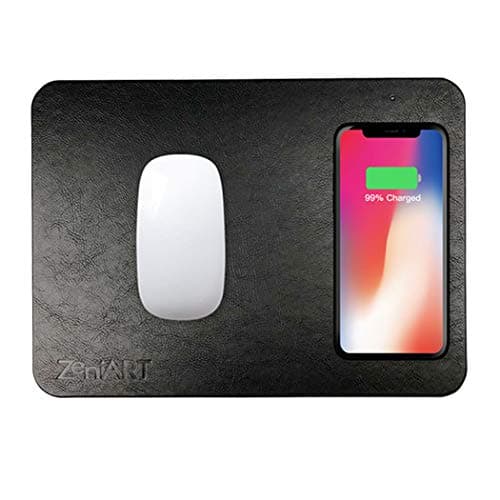 ZeniART Fast Wireless Charging Mouse Pad, 10W Wireless Charger Mouse Mat for iPhone Xs/Xs Max/X / 8/8 Plus, Samsung Galaxy Note 9/8 / S9 / S9+ / S8 / S8+, Nexus 7/6 and Qi-Enabled Devices