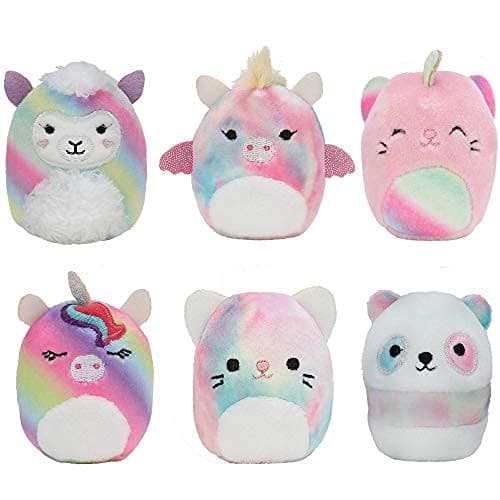 Squishville by Squishmallow Mini Plush Rainbow Dream Squad, Six 2ââ‚¬Â Soft Mini-Squishmallow Rainbow Animals, Irresistibly Soft Colorful Plush, Mini Cat, Llama, and Panda Squishmallows