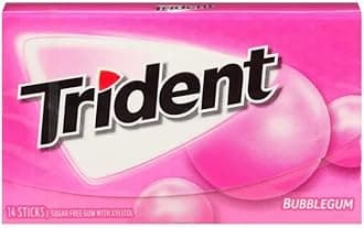 Trident Sugar Free Chewing Gum Bubblegum Flavor 14 Sticks, 26 G
