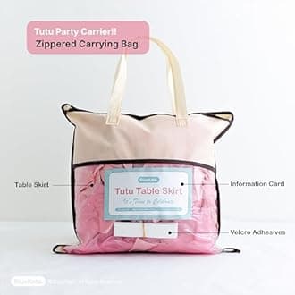 BLUEKATE Coral Pink Tutu Table Skirt. 6ft Table Skirt with Double Layer Organza Willows. Princess Party Decorations, Quinceanera, 1st Baby Girl Birthday Decor, Baby Shower Decor or Gender Reveal