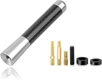 Car Short Antenna, 3.15" Aluminum Radio Antennas Replacement, Carbon Fiber Antenna Kit with Screws, AM/FM Roof Mount Car Radio Reception Antennas Mast for Most Cars SUVs (Silver)