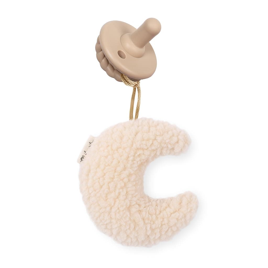 Pacifier and Lovey Set – Detachable Plush Moon and Coordinating Toast Silicone Pacifier – Ideal for Ages 0 Months and Up, Moon