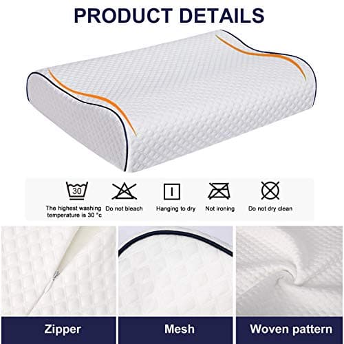 Fityou Cervical Pillow for Neck Pain Relief, Neck Pillow for Sleeping Neck and Shoulder Pain, Orthopedic Sleeping Pillow for Adults Kids, Ergonomic Contour Memory Foam Pillow for Side Back Sleeper