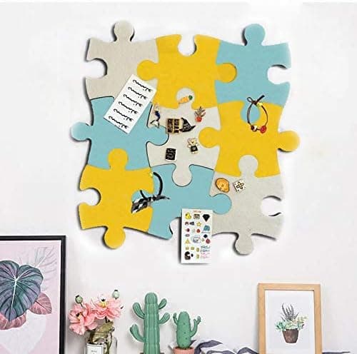 Cork Board Tiles, Felt Bulletin Board Wall Puzzle Shape Pin Board w/Self Adhesive to Keep Memories Photos Memos Display Board Pads Pictures Drawing Goals Notes Home School Wall Decoration