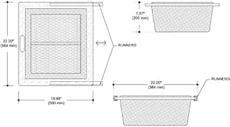 AKWAY Wicker Basket For Modular Kitchen | Pull Out Basket for Onion, Potato (22.5 W (564mm) x 20 L x 8 H Inches (Single Partition), Beige)(Beechwood)