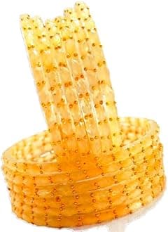 Rain Drop Glass Bangles Set For Women And Girls | Light Weight Bangles | Traditional Transparent Fancy Glass Chudi Set for Wedding, Party (12 Bangles)