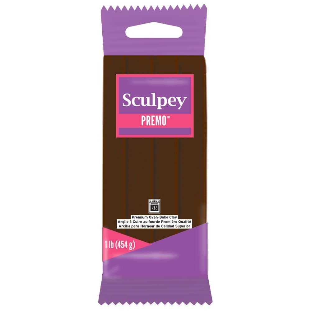 Polyform Sculpey Premo Polymer Oven-Bake Clay, Burnt Umber Brown, Non Toxic, 1 lb. bar, Great for jewelry making, holiday, DIY, mixed media and more. Premium clay perfect for clayers and artists.