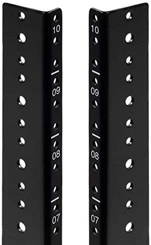 Kenuco 10U Vertical Rack Rail Pair DIY Kit with Hardware | Heavy Duty Steel Rack Rail Set 10U Rack Size