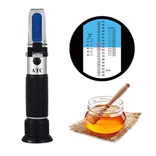 Beekeeper Honey Refractometer for Sugar Moisture Brix Baume 58-90% Scale Range, with ATC, Ideal for Honey, Jelly, Jam, and Maple Syrup by ROUNDSQUARE