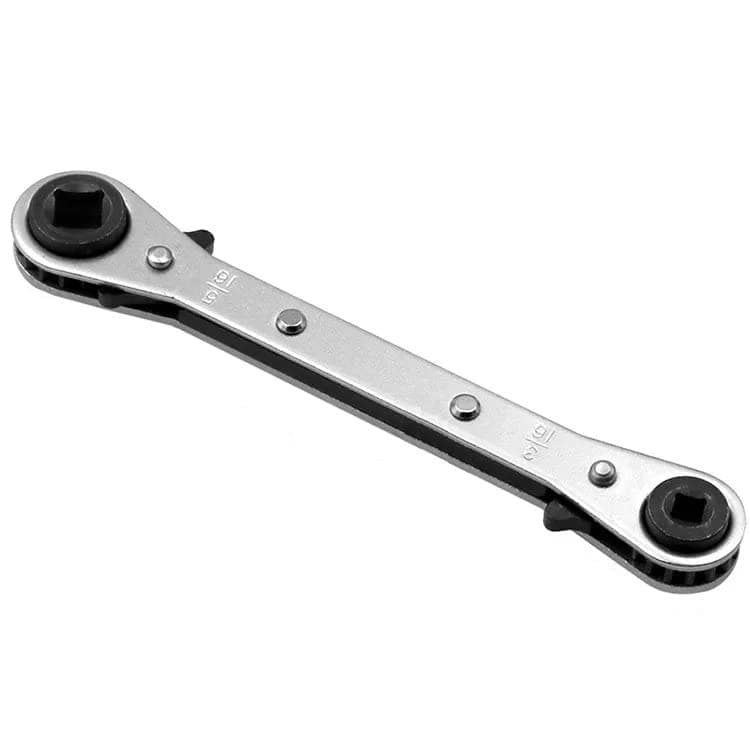 AASONS Reversible Refrigeration Ratchet Wrench 4 Square Sizes - 1/4 x 3/16 & 3/8 x 5/16 Air Conditioning Ratcheting Service Valve HVAC | Professional Double Ended Tool Square Head Port Flip To Reverse