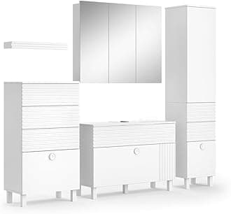 Vicco Bathroom furniture set Sola, White, 4 parts