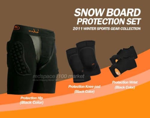 THUBAN Black Guard Snowboard, Ski Protector Set Unisex Hip, Knee,Wrist / L SIZE (29inch~33inch)