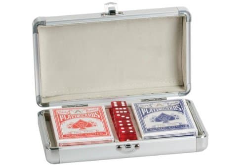 Translucent Dice in Aluminum Card Case Set with Playing Cards