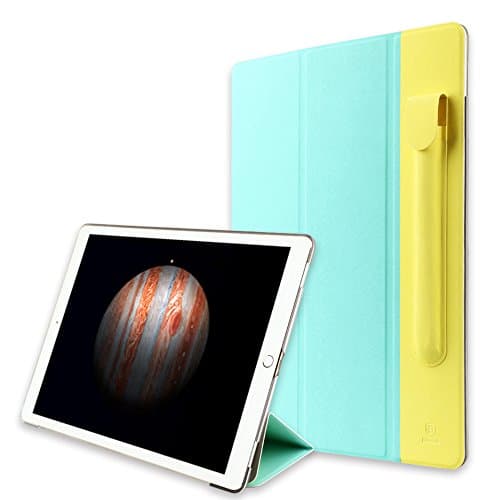 For Apple iPad Pro 12.9” inch 2015 Edition Case, [Terse] Fully Functioning Lightweight Smart Stand PU Leather Cover Auto Sleep/Wake Function & Apple Pencil Stylus Pen Holder(Acid Green/Yellow)
