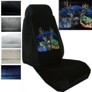 Seat Cover Connection Elk Deer Fish print 2 High Back Bucket Car Truck SUV Seat Covers - Silver Grey