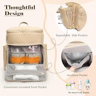 ILCOLPO Diaper Bag Backpack, Neoprene Bag Backpack 16 Pocket, 4 Insulated Pockets, Baby Bag with Changing Pad