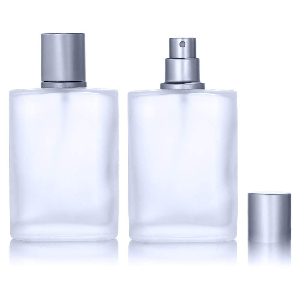 2 Pack 50ml/1.69 Oz Empty Frosted Glass Spray Bottles Perfume Atomizer, Refillable Fine Mist Spray Empty Perfume Bottles with 4 kinds of perfume dispenser (2 Pack 50ml/1.69 Oz Frosted Bottles)