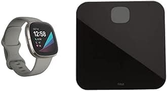 Fitbit Sense Advanced Smartwatch with Tools for Heart Health, Stress Management & Skin Temperature Trends, Sage Grey/Silver & Aria Air Smart Scale